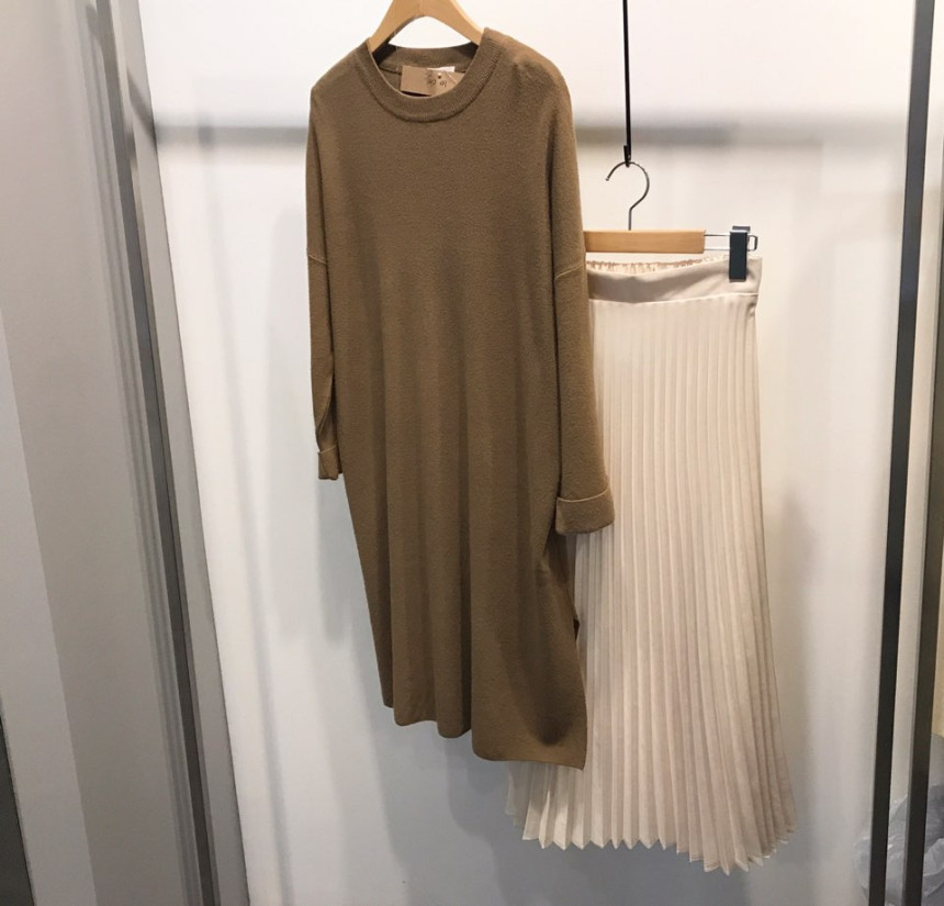 Sunday pleated skirt pleated autumn long bending l