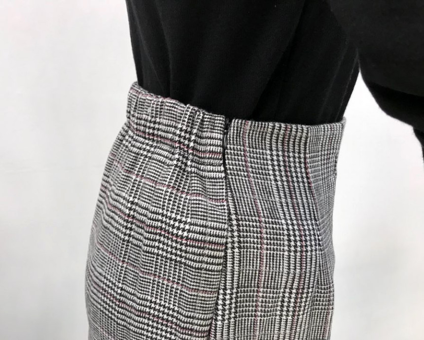 Check frill long skirt unblock set female bending