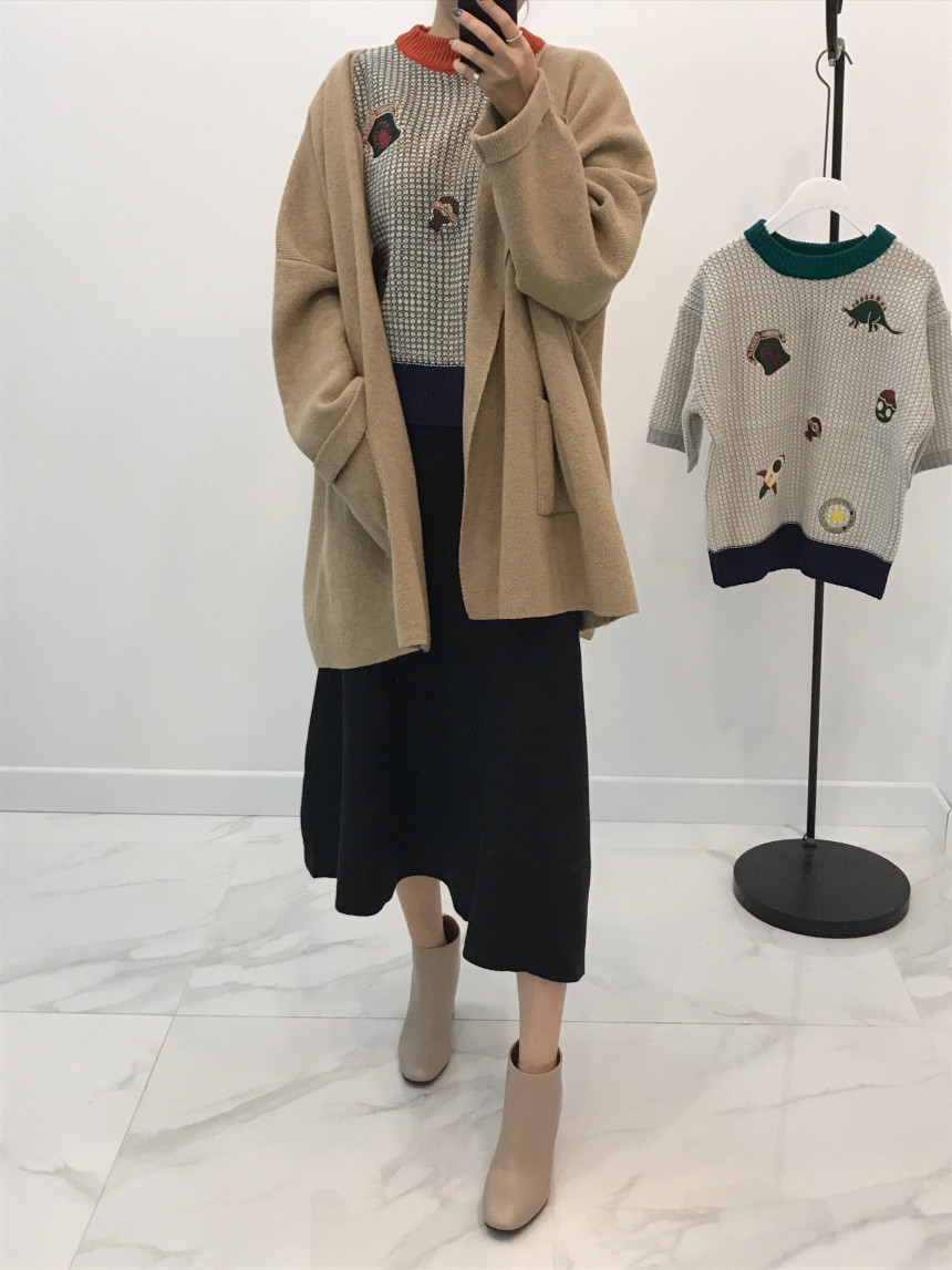 Bella bending knit long skirt A line winter natura