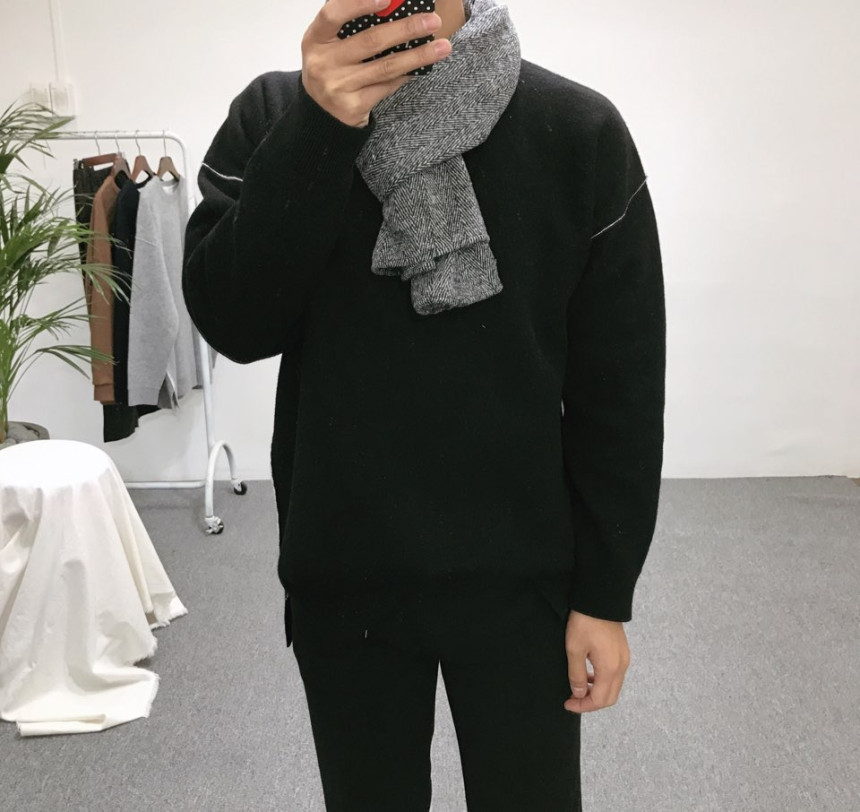 Men Women Herringbone Brushed Cashmere Scarf 2colo