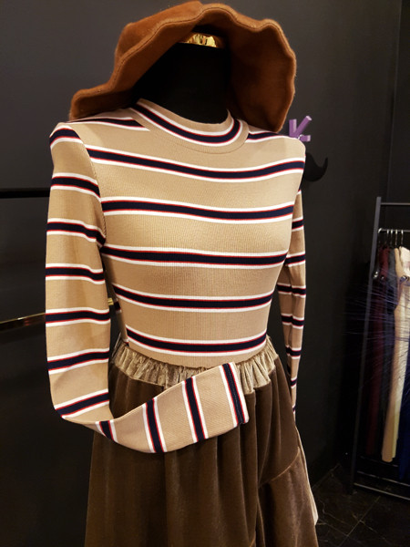 Velvet Unbalance Ruffle 2-stage canvas bending Lon