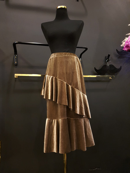 Velvet Unbalance Ruffle 2-stage canvas bending Lon