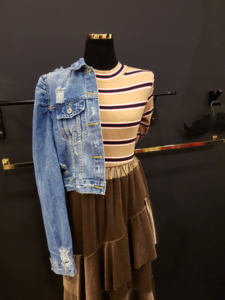 Velvet Unbalance Ruffle 2-stage canvas bending Lon