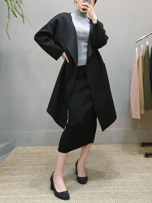 H line knit skirt casual long skirt woman