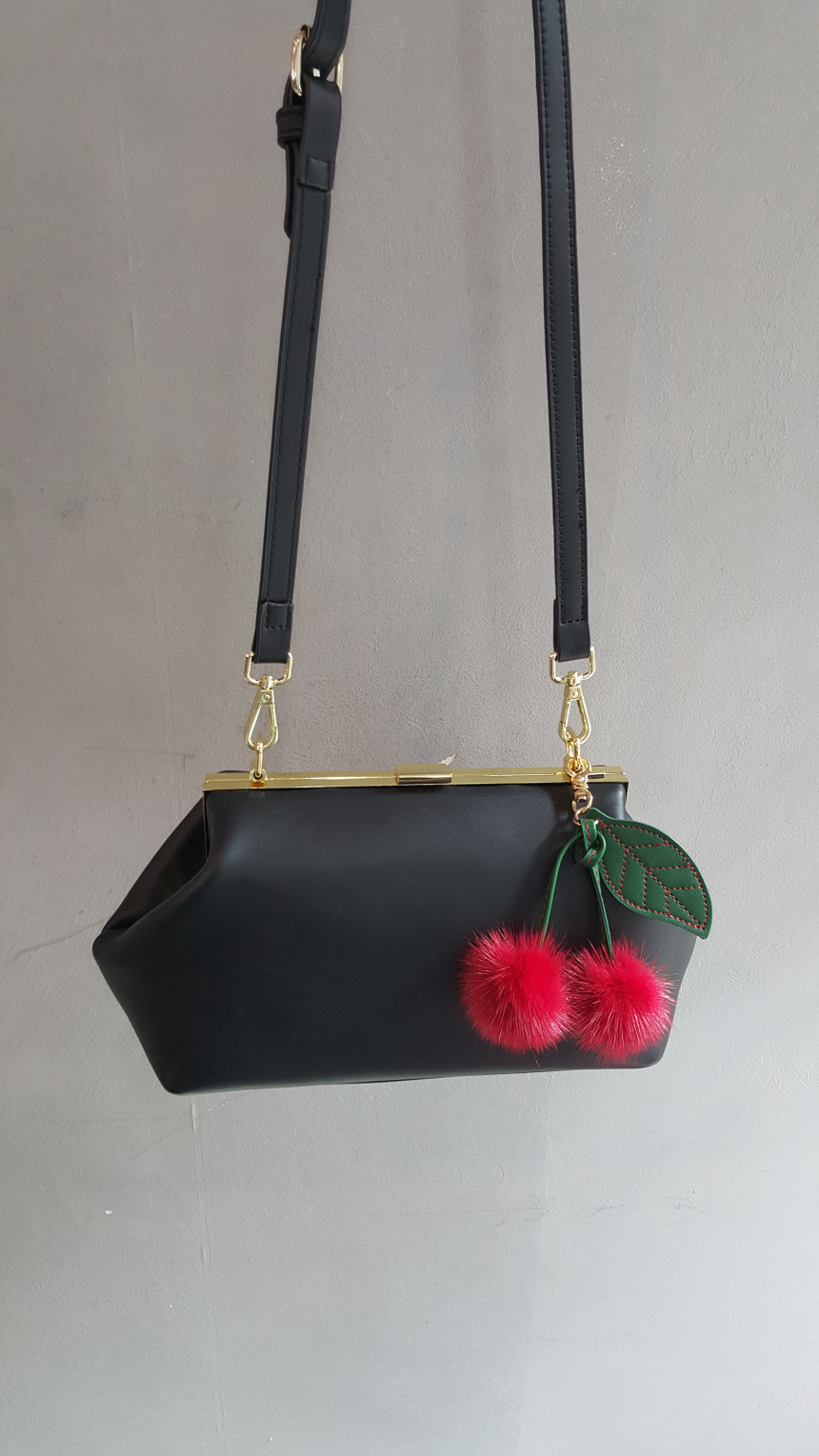 Mink Cherry Keyring Cherry Minky Fur Bag Ornament 