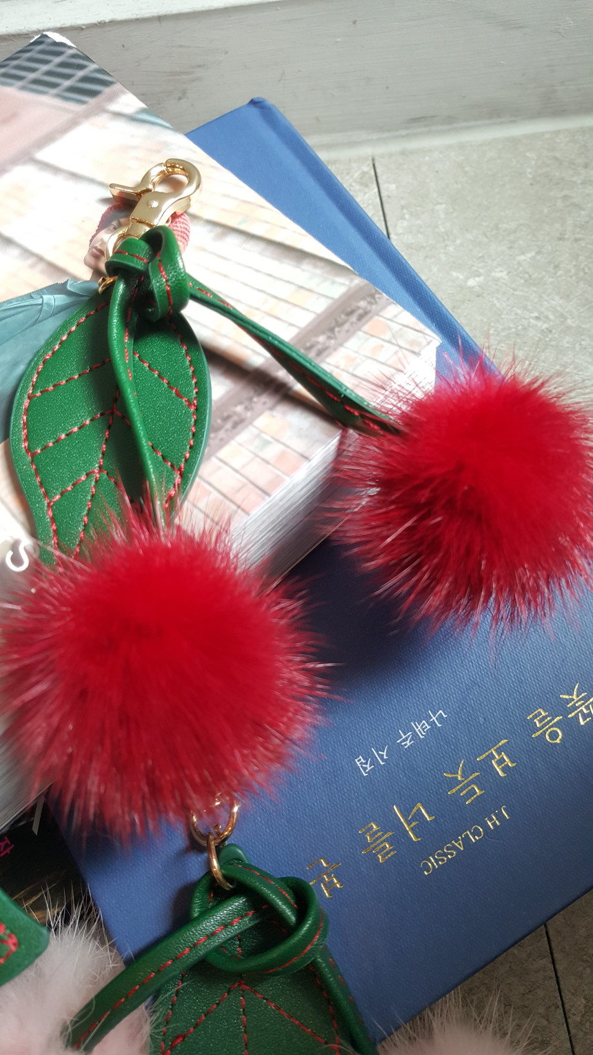 Mink Cherry Keyring Cherry Minky Fur Bag Ornament 