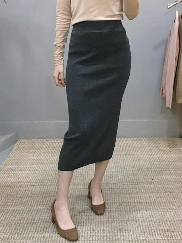 H line knit skirt casual long skirt woman