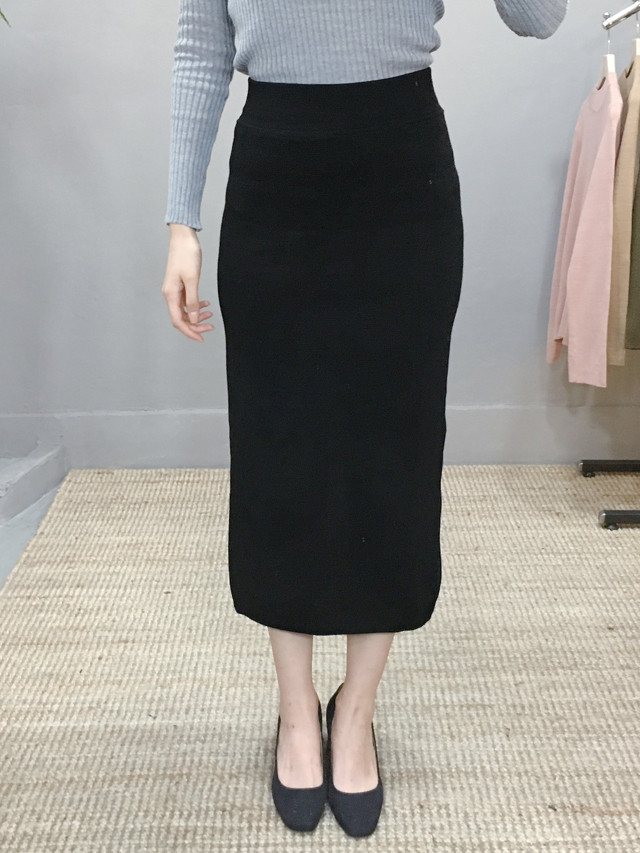 H line knit skirt casual long skirt woman