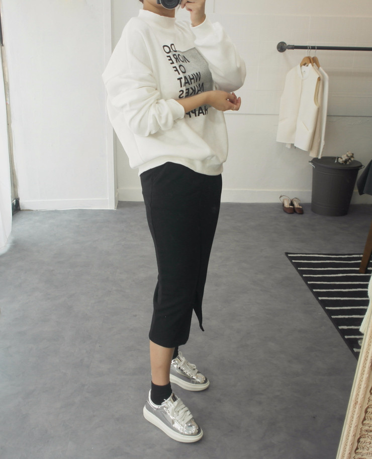 Brushed H line waistband skirt slim-flee jacket