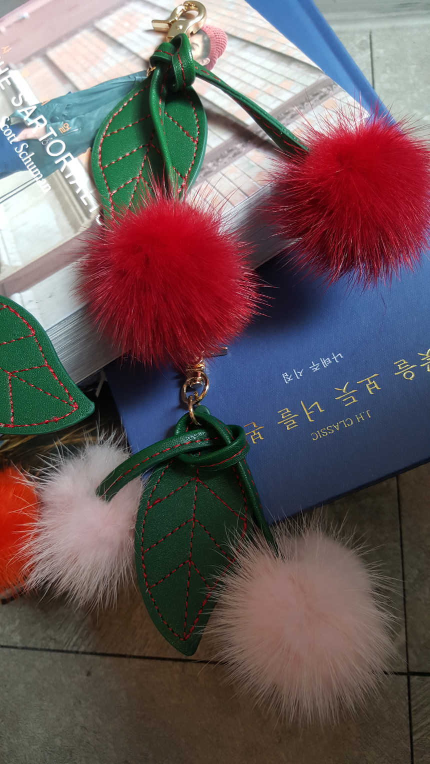 Mink Cherry Keyring Cherry Minky Fur Bag Ornament 