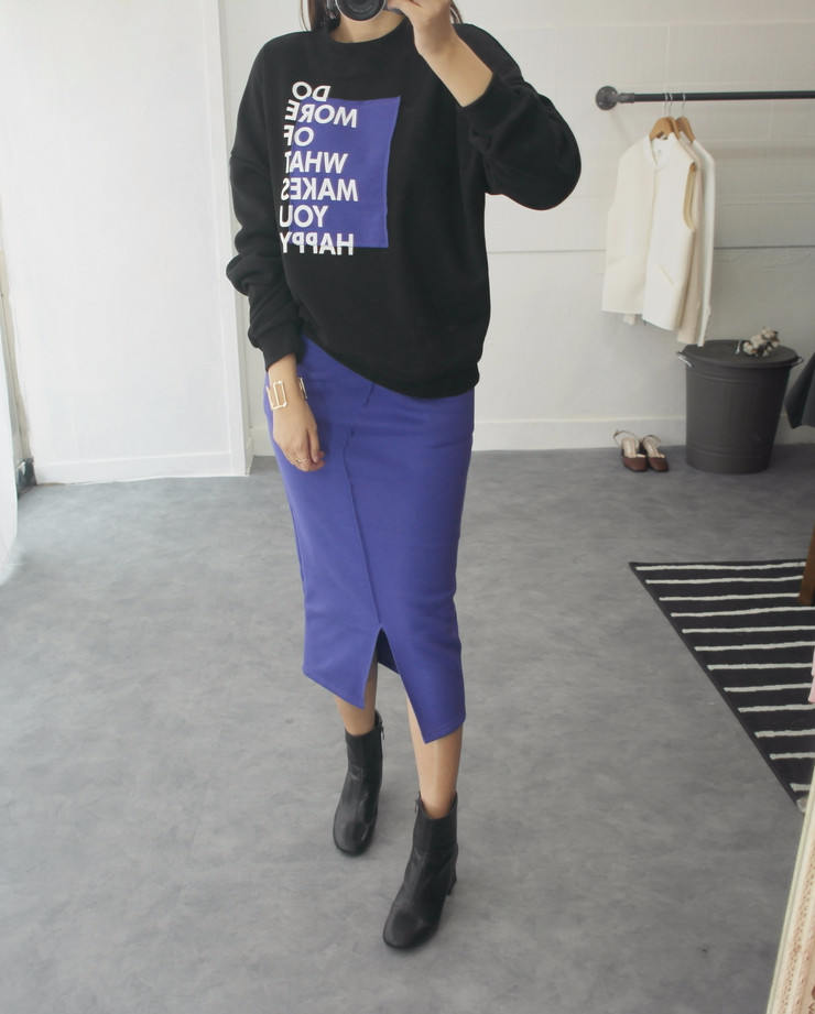 Brushed H line waistband skirt slim-flee jacket