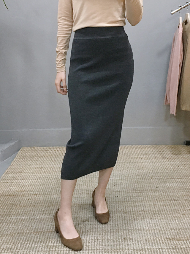 H line knit skirt casual long skirt woman