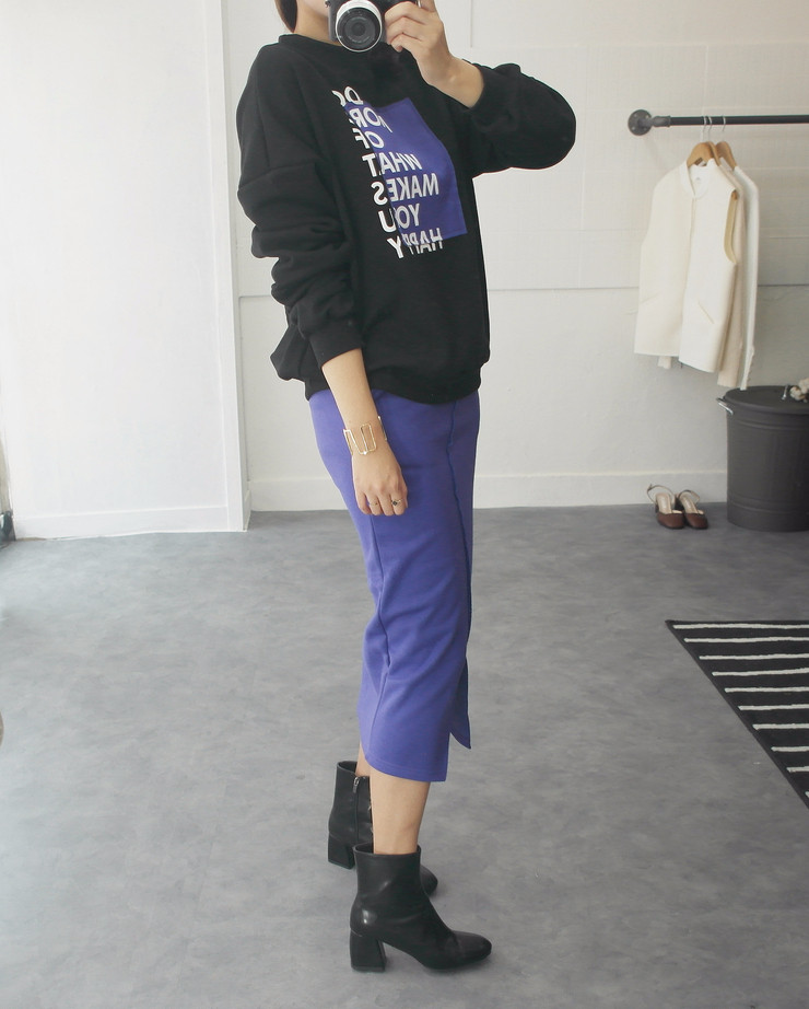 Brushed H line waistband skirt slim-flee jacket