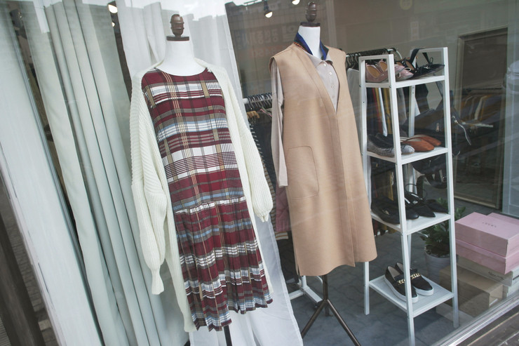 Brushed H line waistband skirt slim-flee jacket