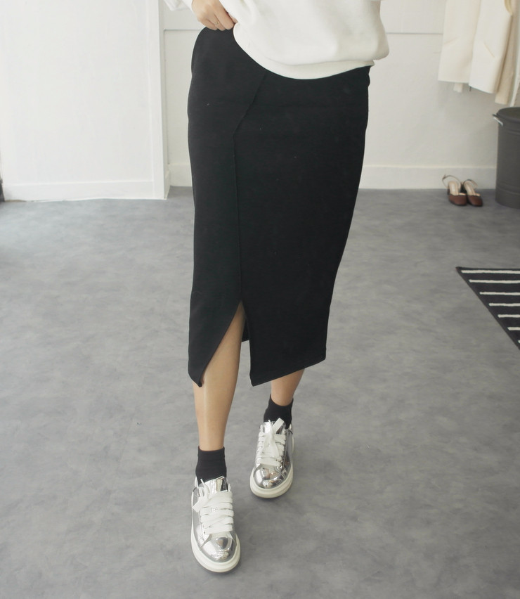 Brushed H line waistband skirt slim-flee jacket