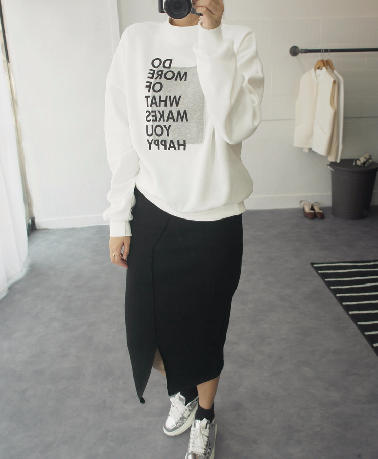 Brushed H line waistband skirt slim-flee jacket