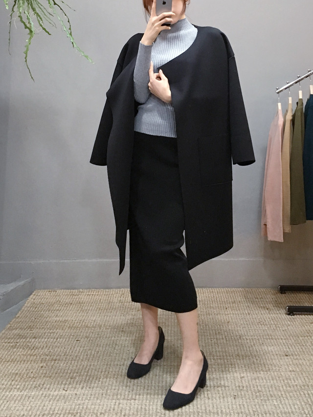 H line knit skirt casual long skirt woman