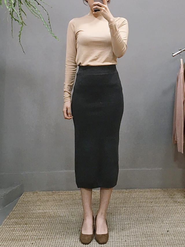 H line knit skirt casual long skirt woman