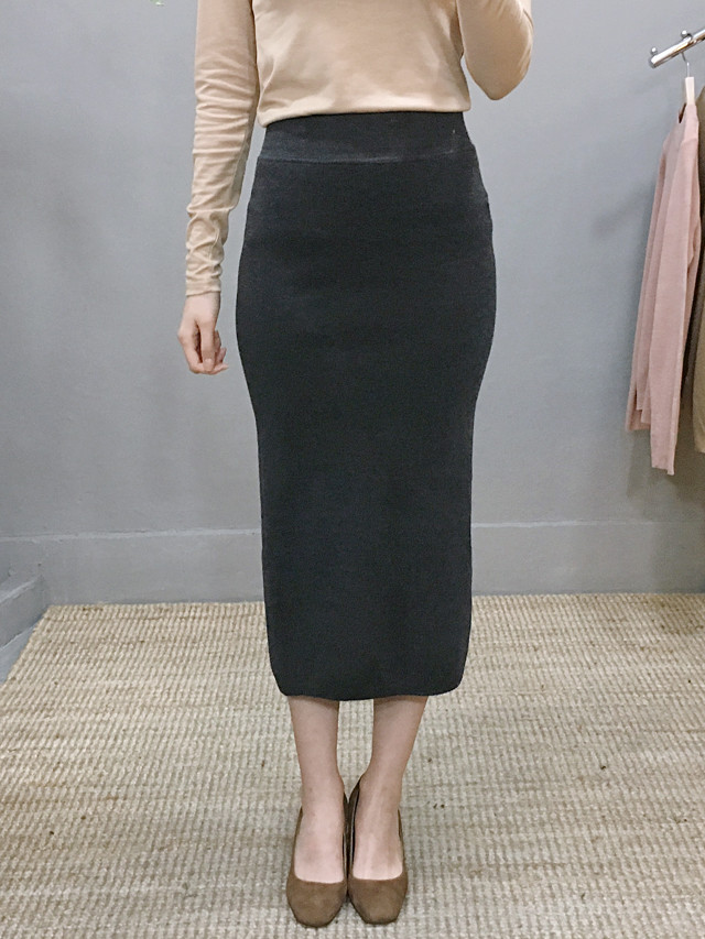 H line knit skirt casual long skirt woman