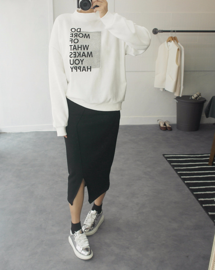 Brushed H line waistband skirt slim-flee jacket