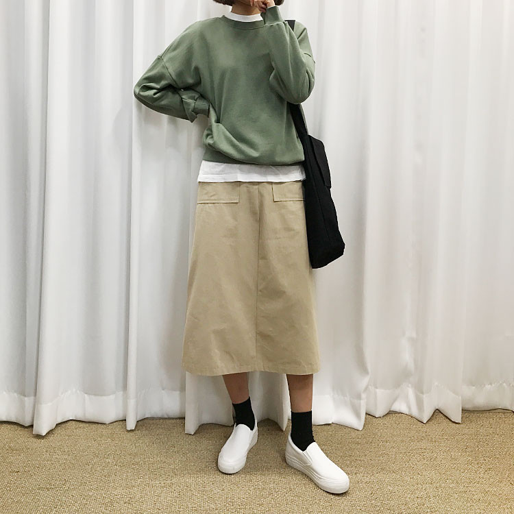 Cotton Long Skirt A-Line Skirt Women Women Daily L