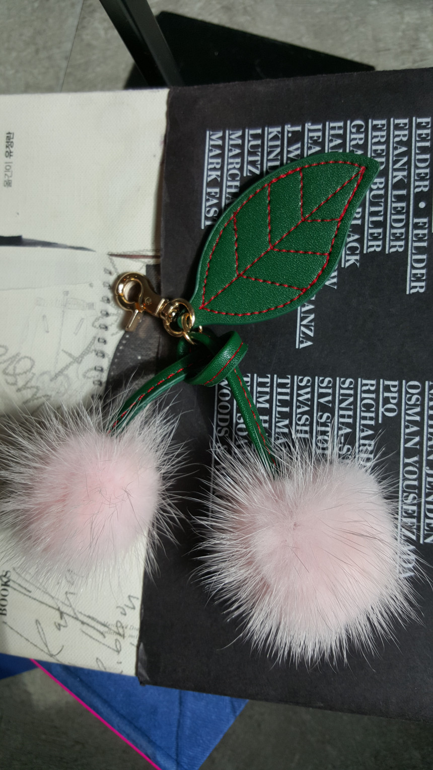 Mink Cherry Keyring Cherry Minky Fur Bag Ornament 