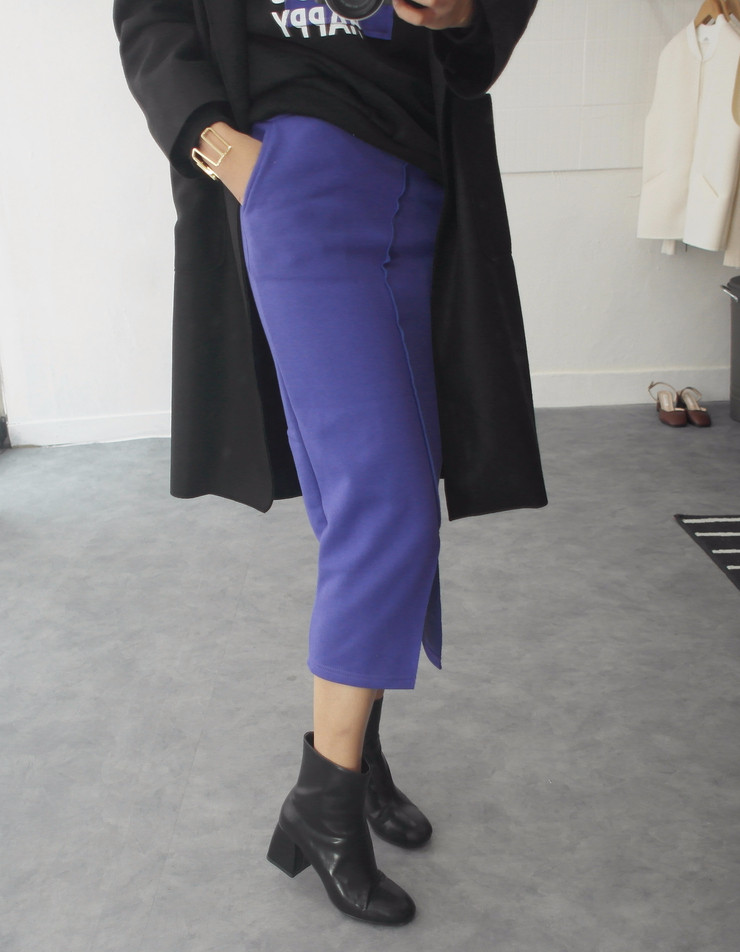 Brushed H line waistband skirt slim-flee jacket