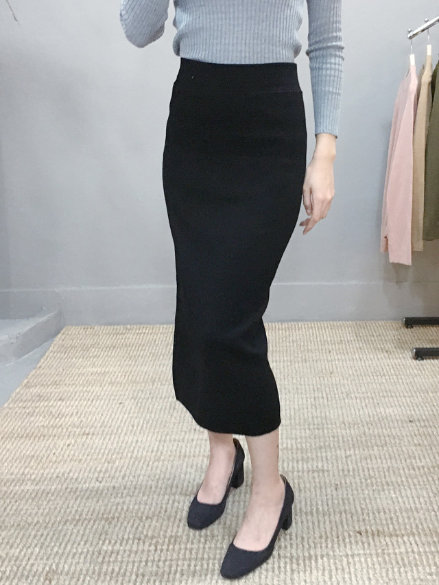 H line knit skirt casual long skirt woman