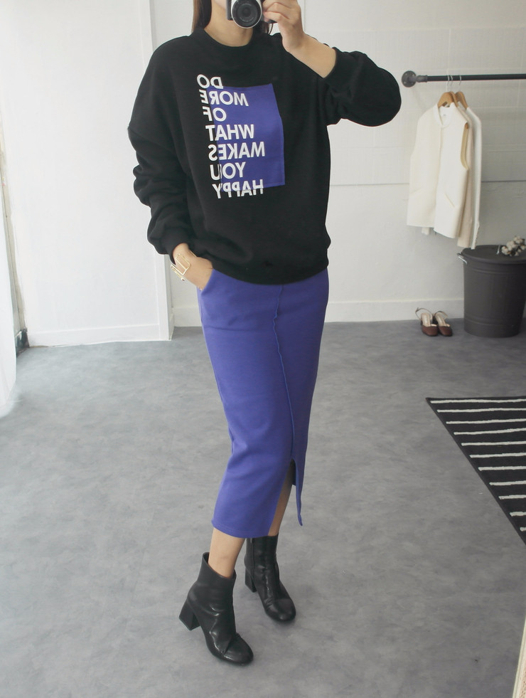 Brushed H line waistband skirt slim-flee jacket