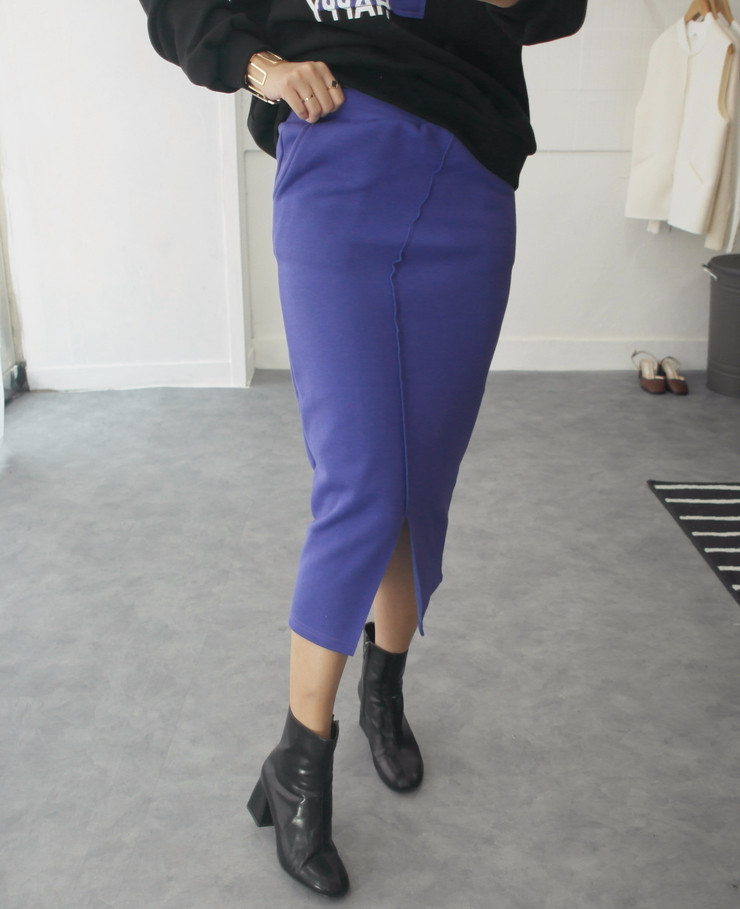 Brushed H line waistband skirt slim-flee jacket