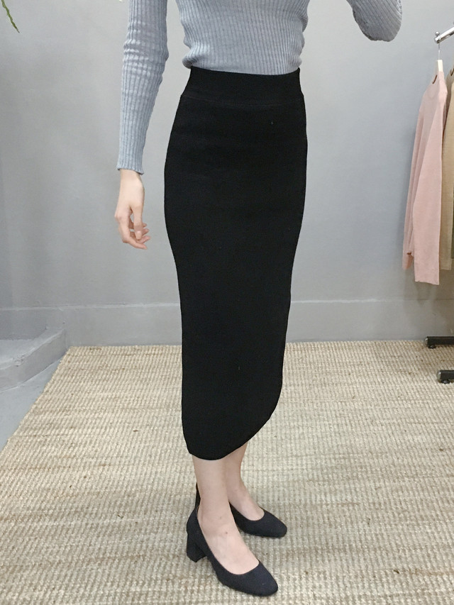 H line knit skirt casual long skirt woman