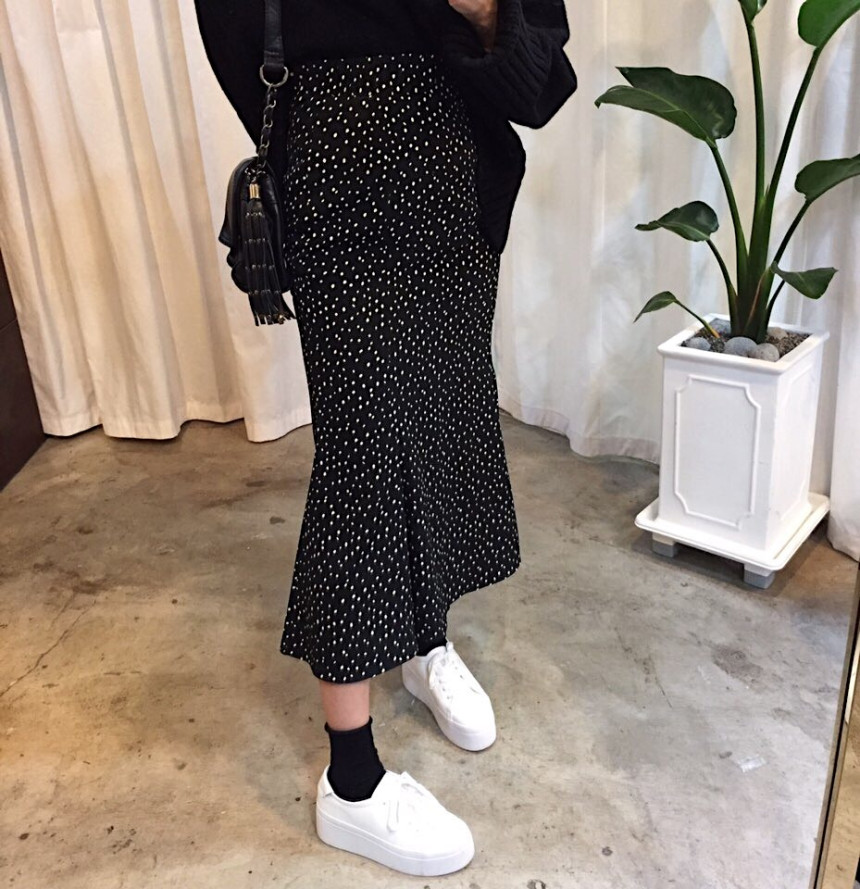 Dot Long skirt polka dot skirt unfurled Mermaid fl