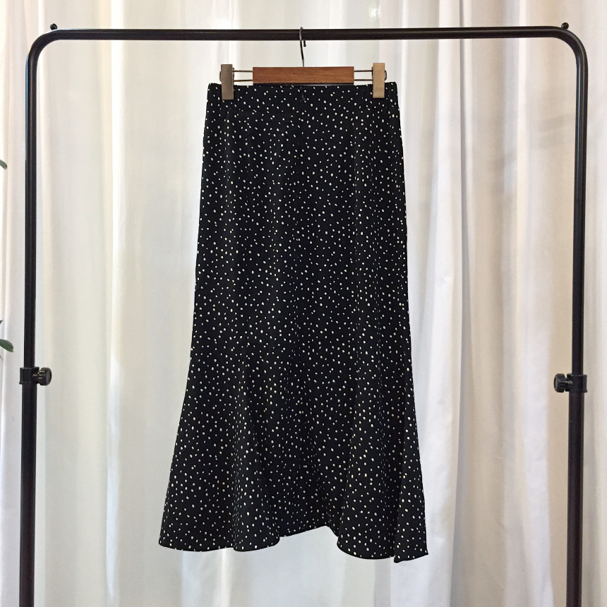 Dot Long skirt polka dot skirt unfurled Mermaid fl