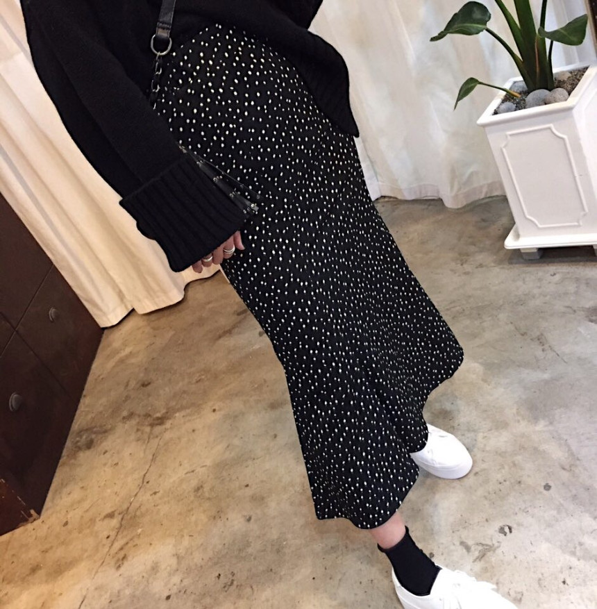 Dot Long skirt polka dot skirt unfurled Mermaid fl