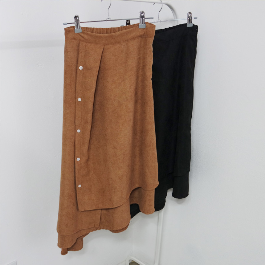 Women's A-Line Suede Banding Flare Dontel Skirt