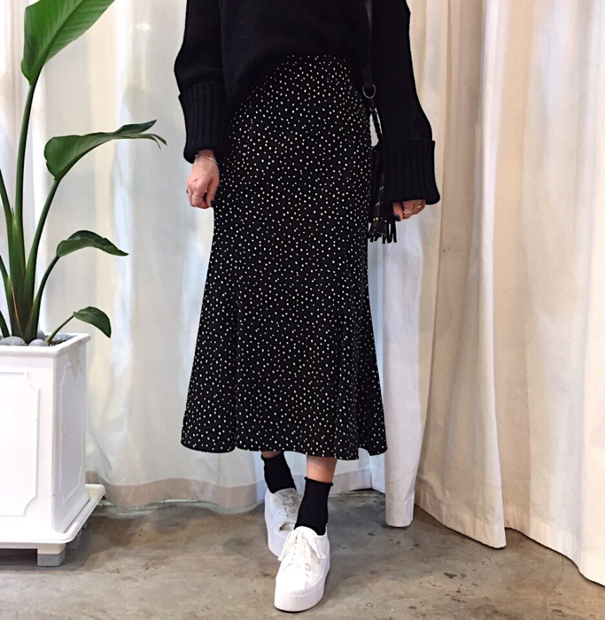 Dot Long skirt polka dot skirt unfurled Mermaid fl