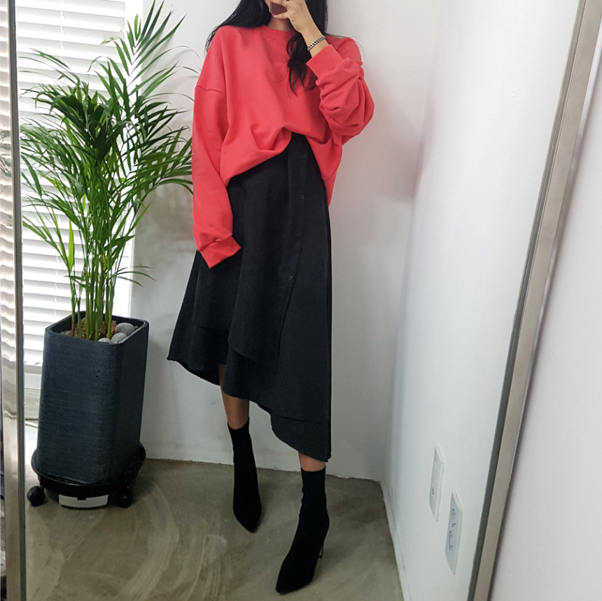 Women's A-Line Suede Banding Flare Dontel Skirt