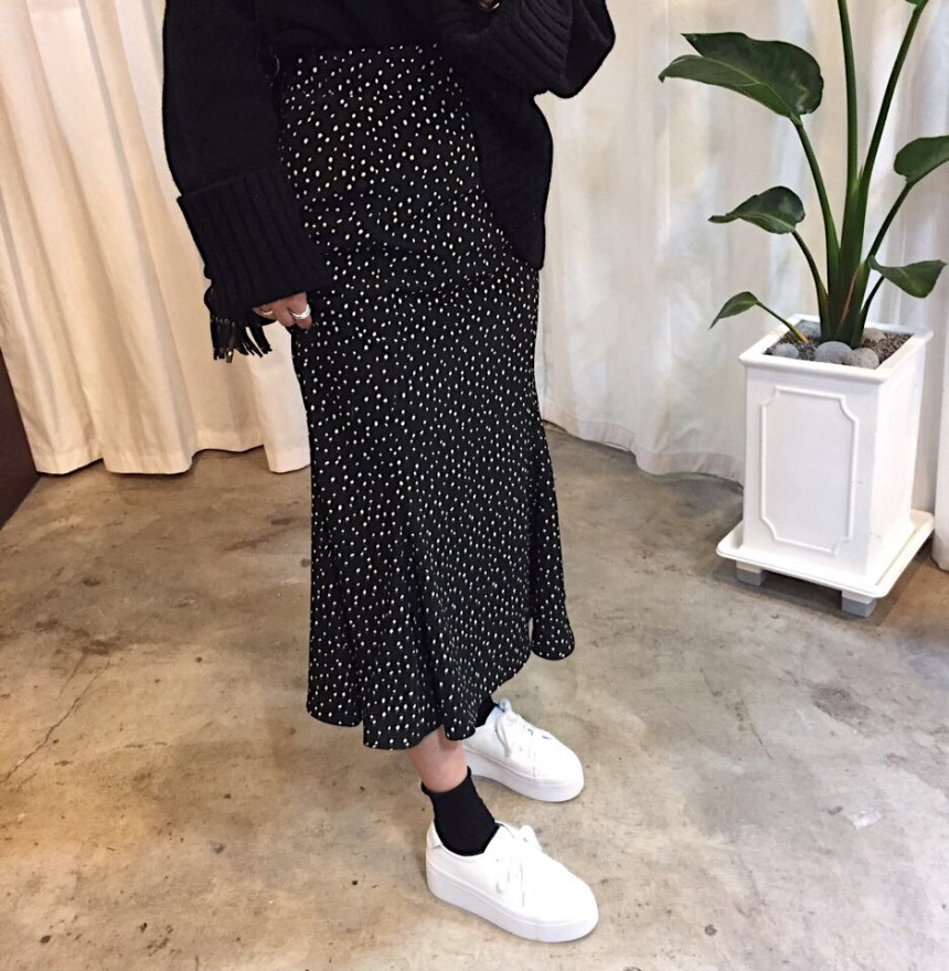 Dot Long skirt polka dot skirt unfurled Mermaid fl