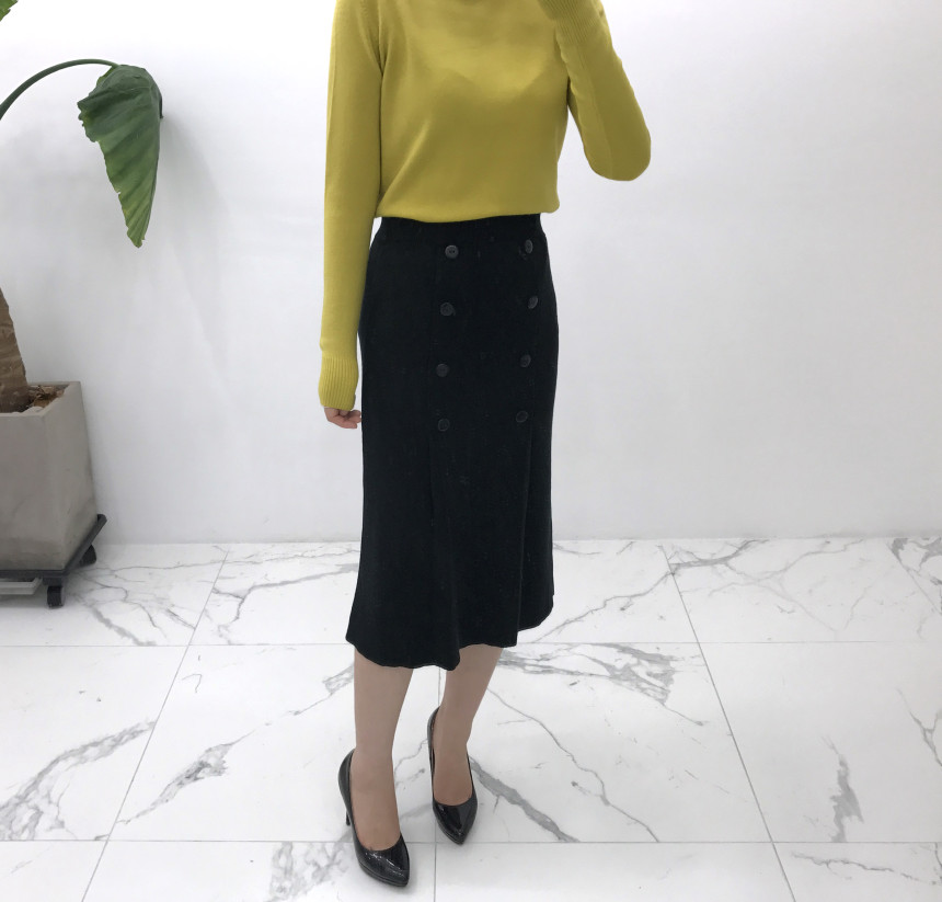 Knit Button Skirt Winter Autumn Long Coordination