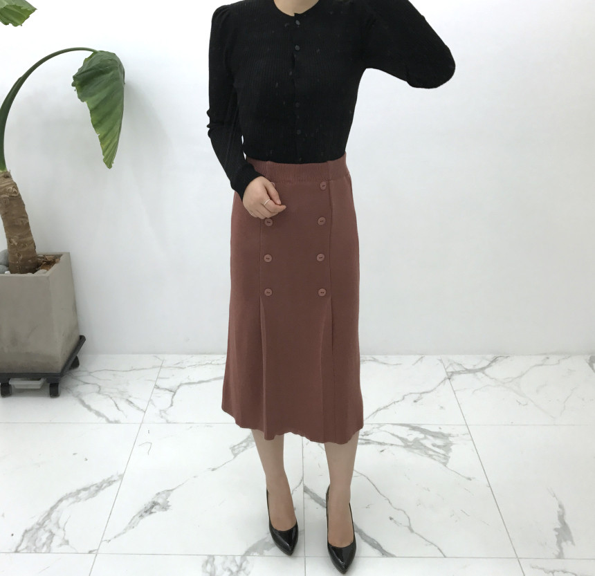 Knit Button Skirt Winter Autumn Long Coordination