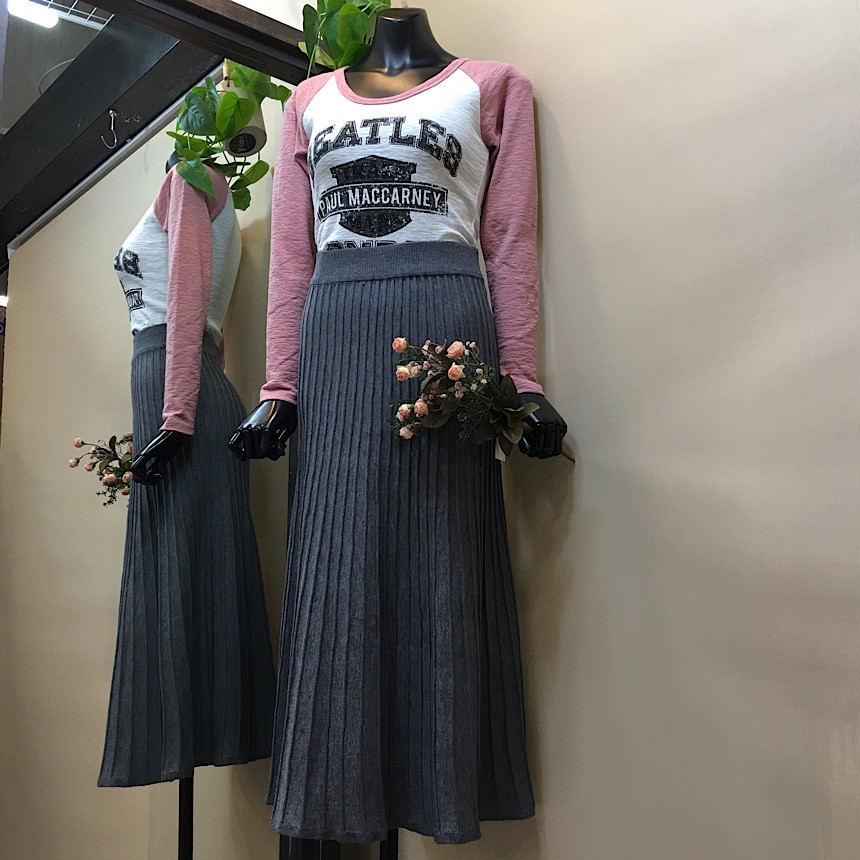 Simple knit long skirt a line Goliath Flare Bendin