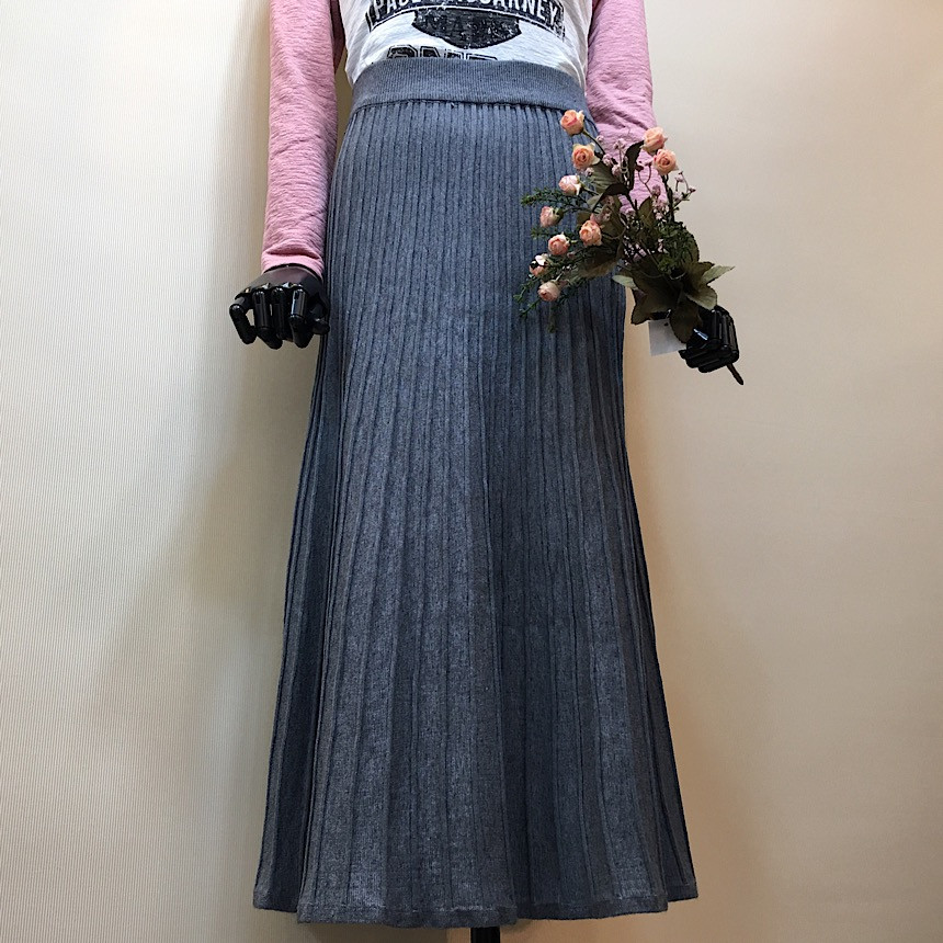Simple knit long skirt a line Goliath Flare Bendin