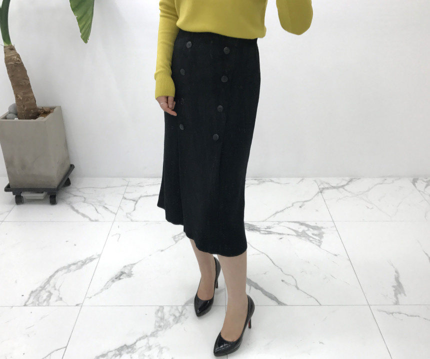 Knit Button Skirt Winter Autumn Long Coordination