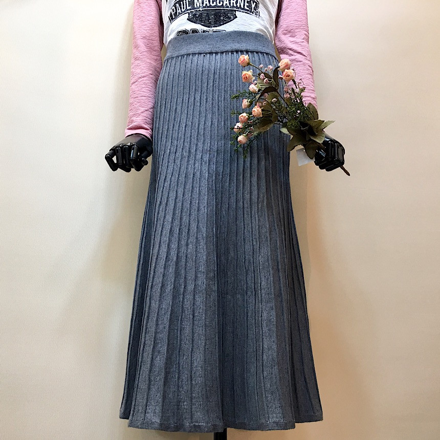Simple knit long skirt a line Goliath Flare Bendin