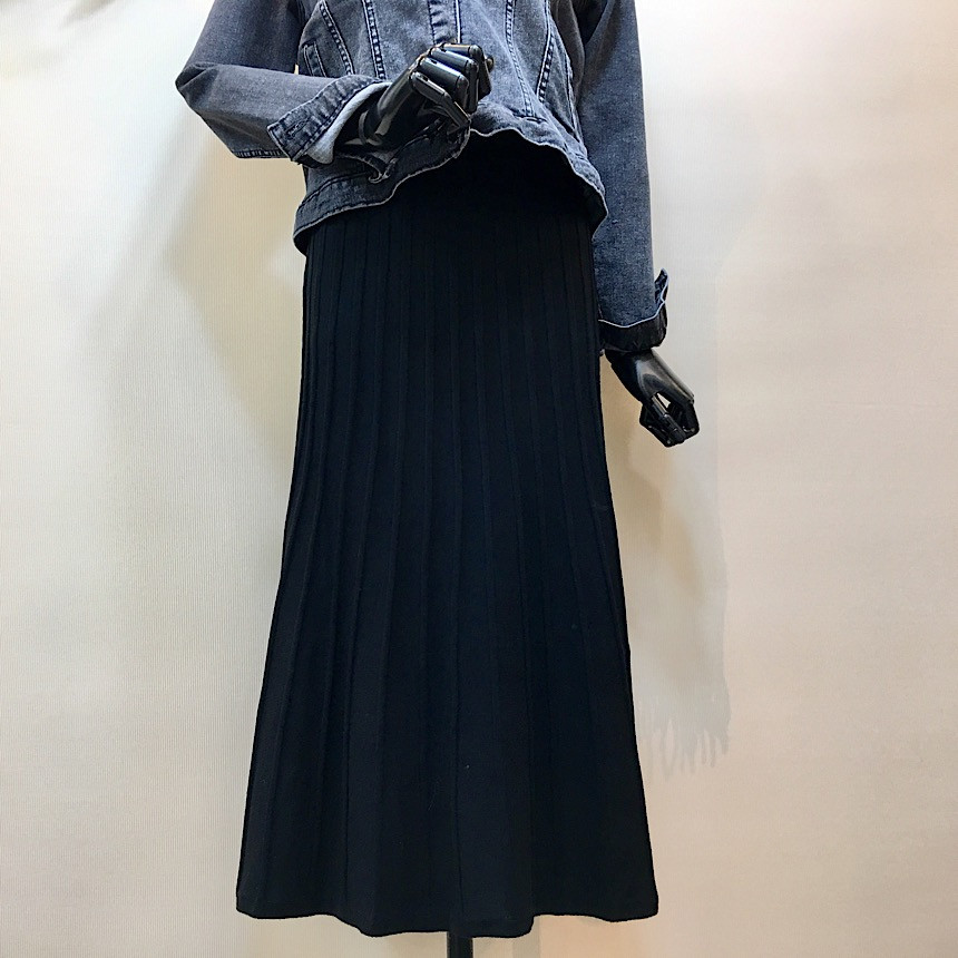 Simple knit long skirt a line Goliath Flare Bendin