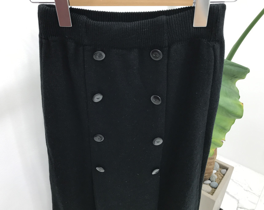 Knit Button Skirt Winter Autumn Long Coordination