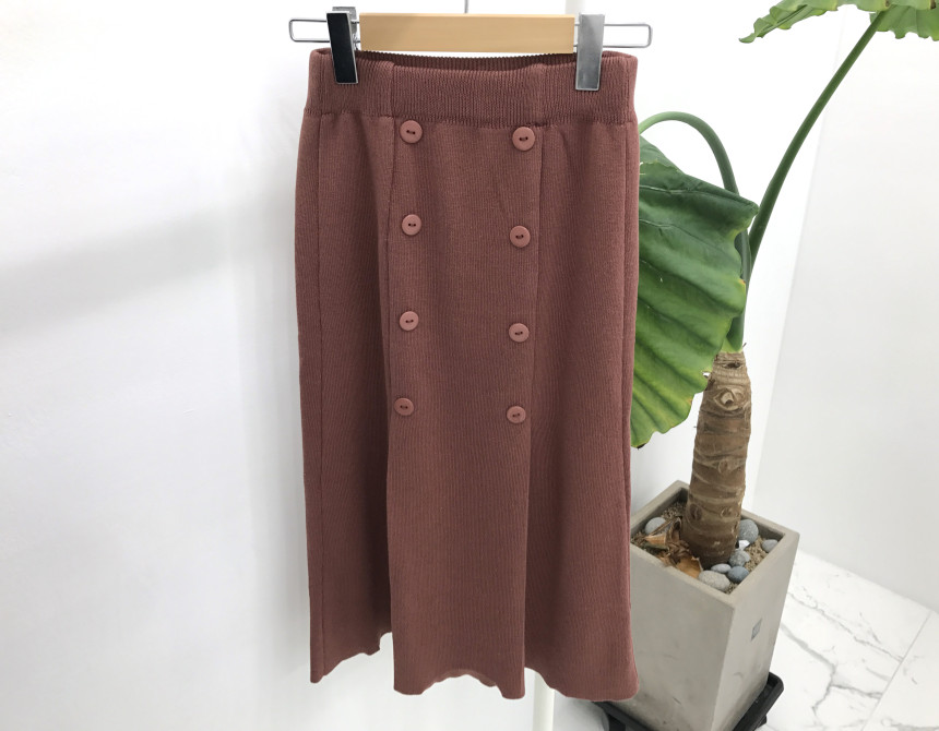 Knit Button Skirt Winter Autumn Long Coordination