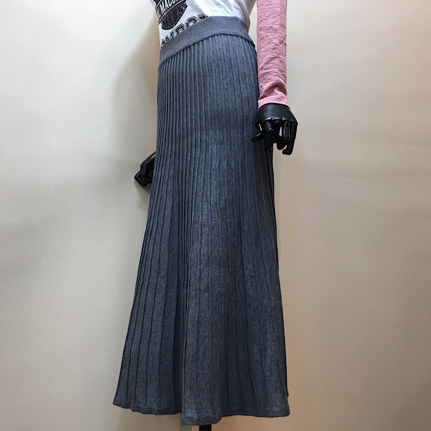 Simple knit long skirt a line Goliath Flare Bendin