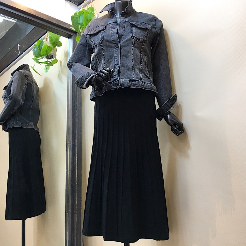 Simple knit long skirt a line Goliath Flare Bendin