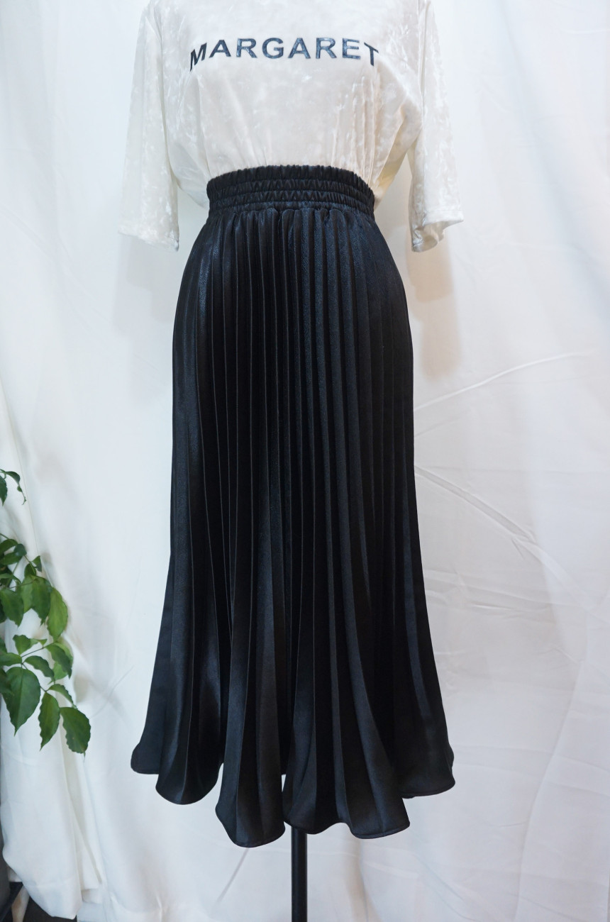 Metal pleated skirt 4 COLOR long wrinkle coordinat